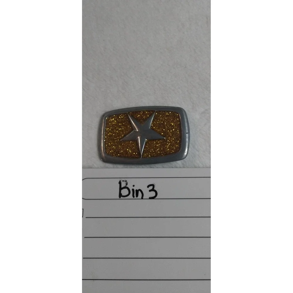 Y2K Silver Gold Glitter Star Belt Buckle Western‎ Celestial Rectangle 2.75in